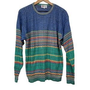 Vintage Sweater Homer Reed Ltd. Sweater Colorful Pointelle Knit Size Medium